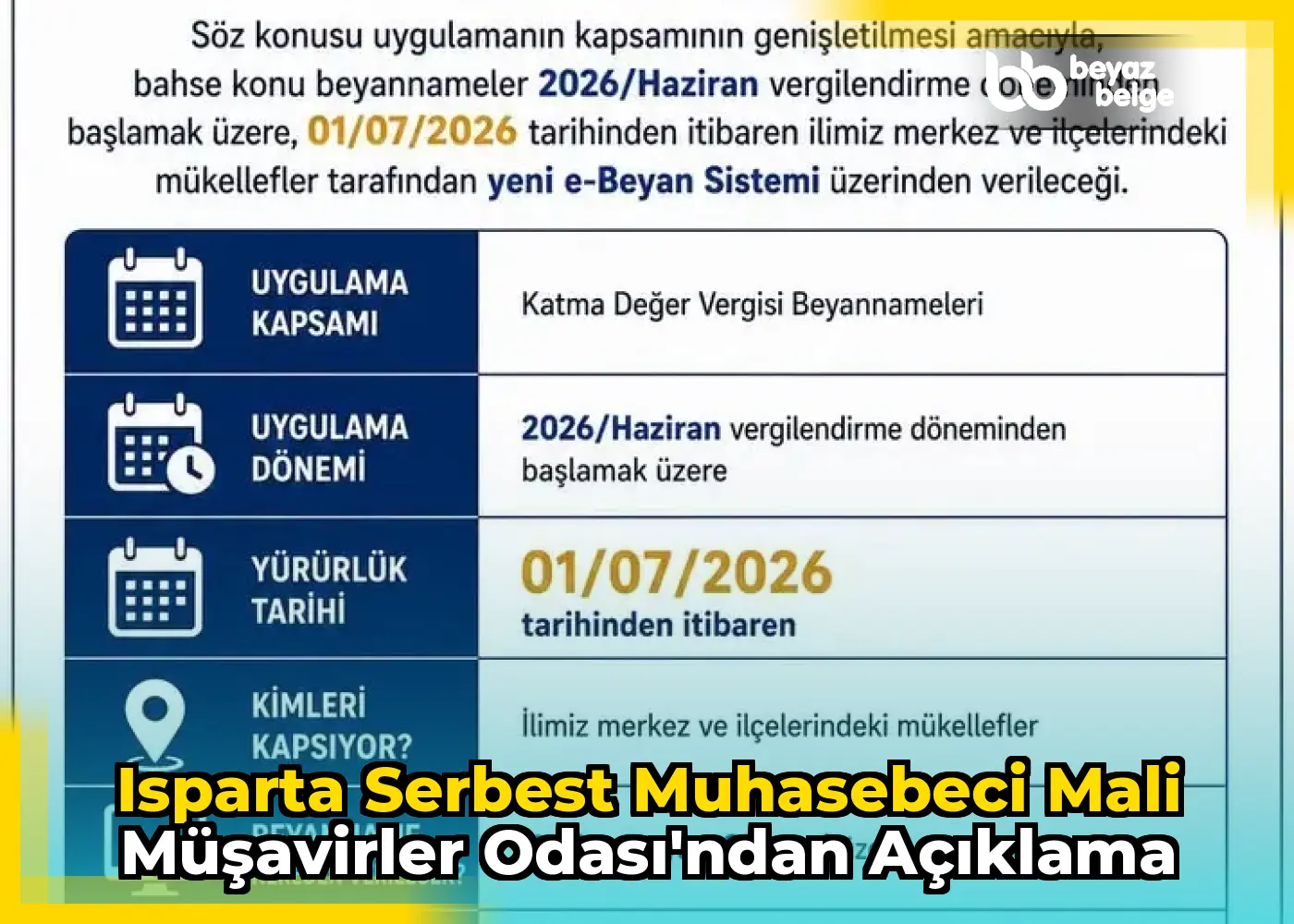 Isparta Serbest Muhasebeci Mali Müşavirler Odası'ndan açıklama