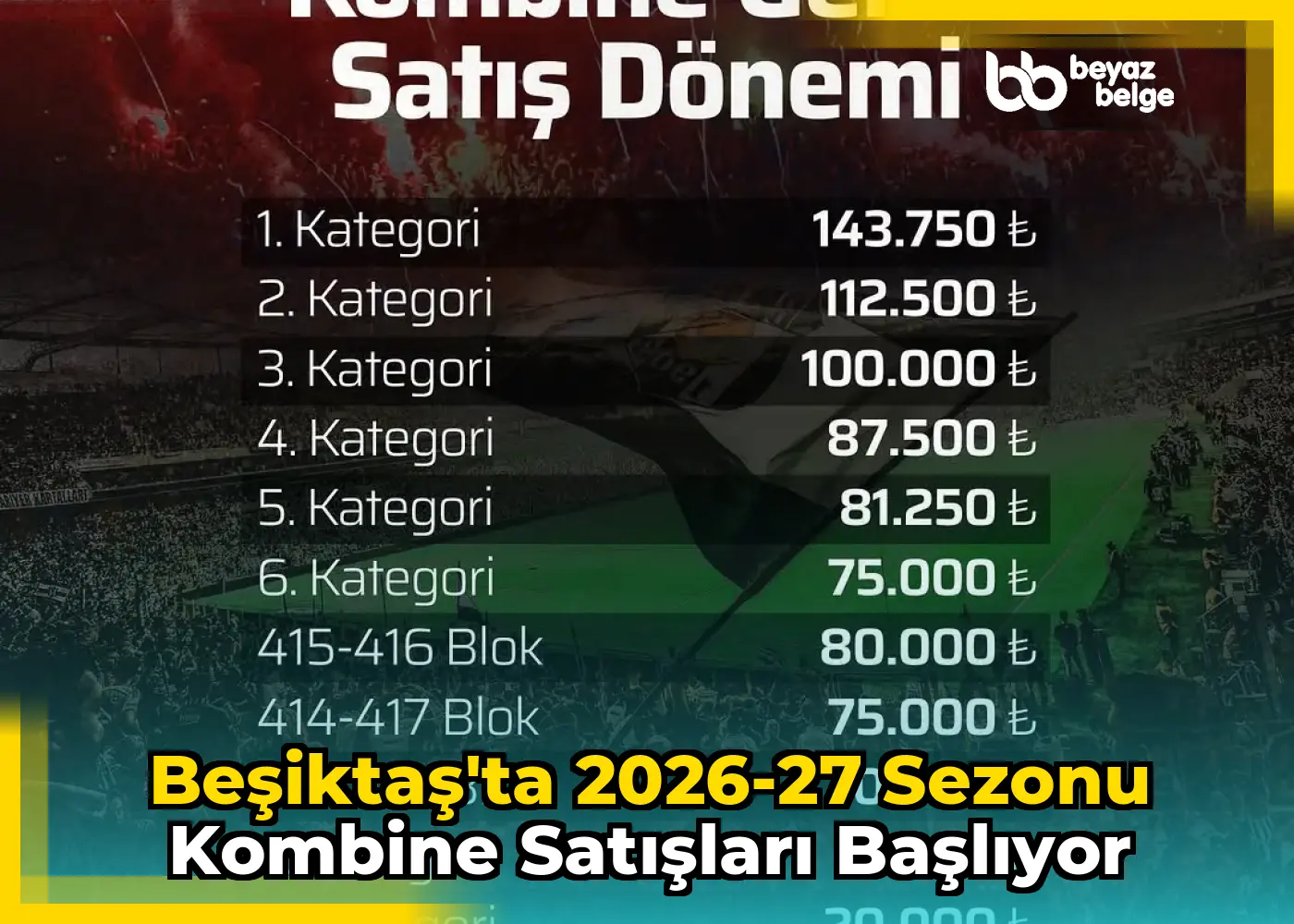 Beşiktaş'ta 2026-27 Sezonu Kombine Satışları Başlıyor