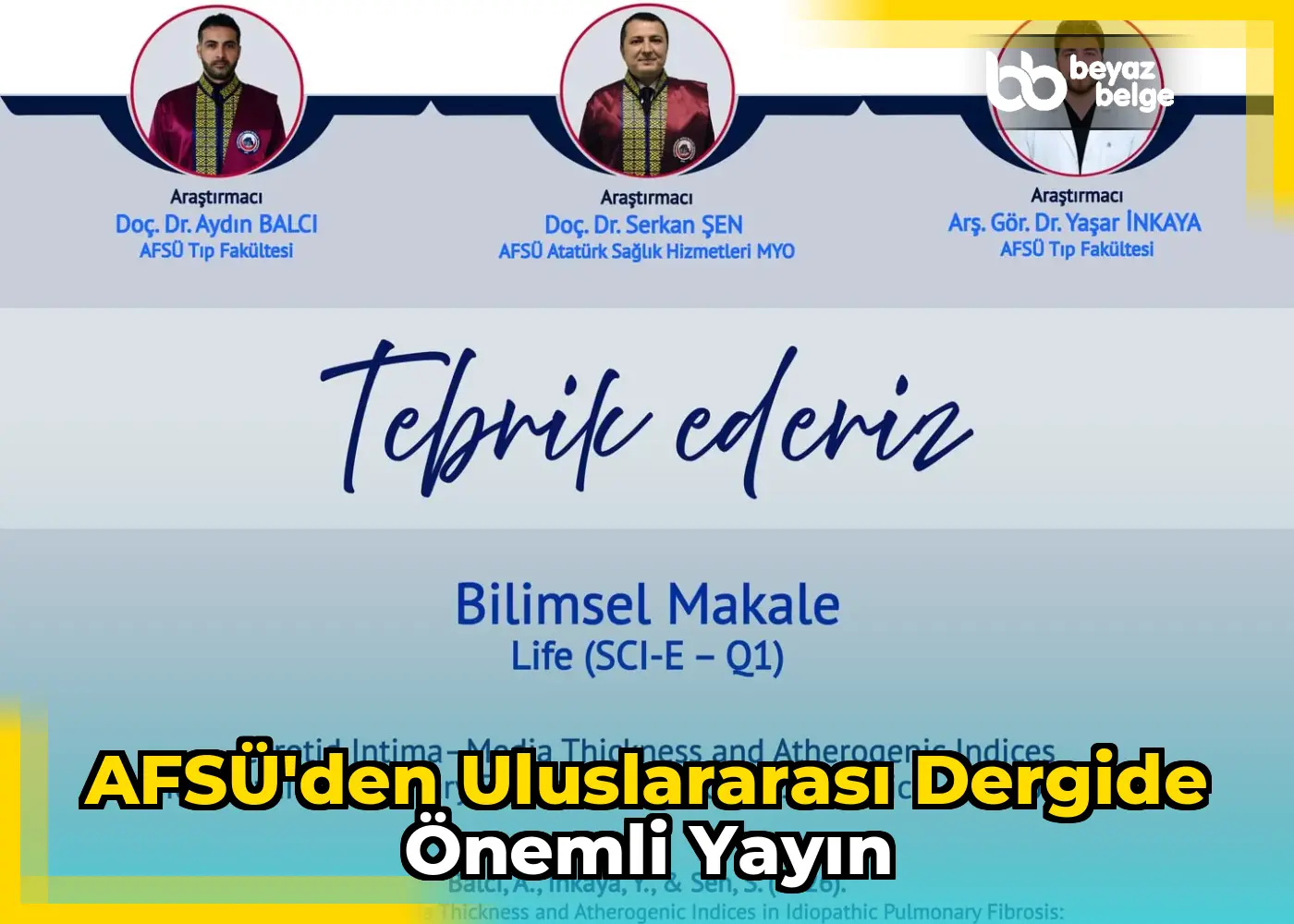 AFSÜ'den uluslararası dergide önemli yayın