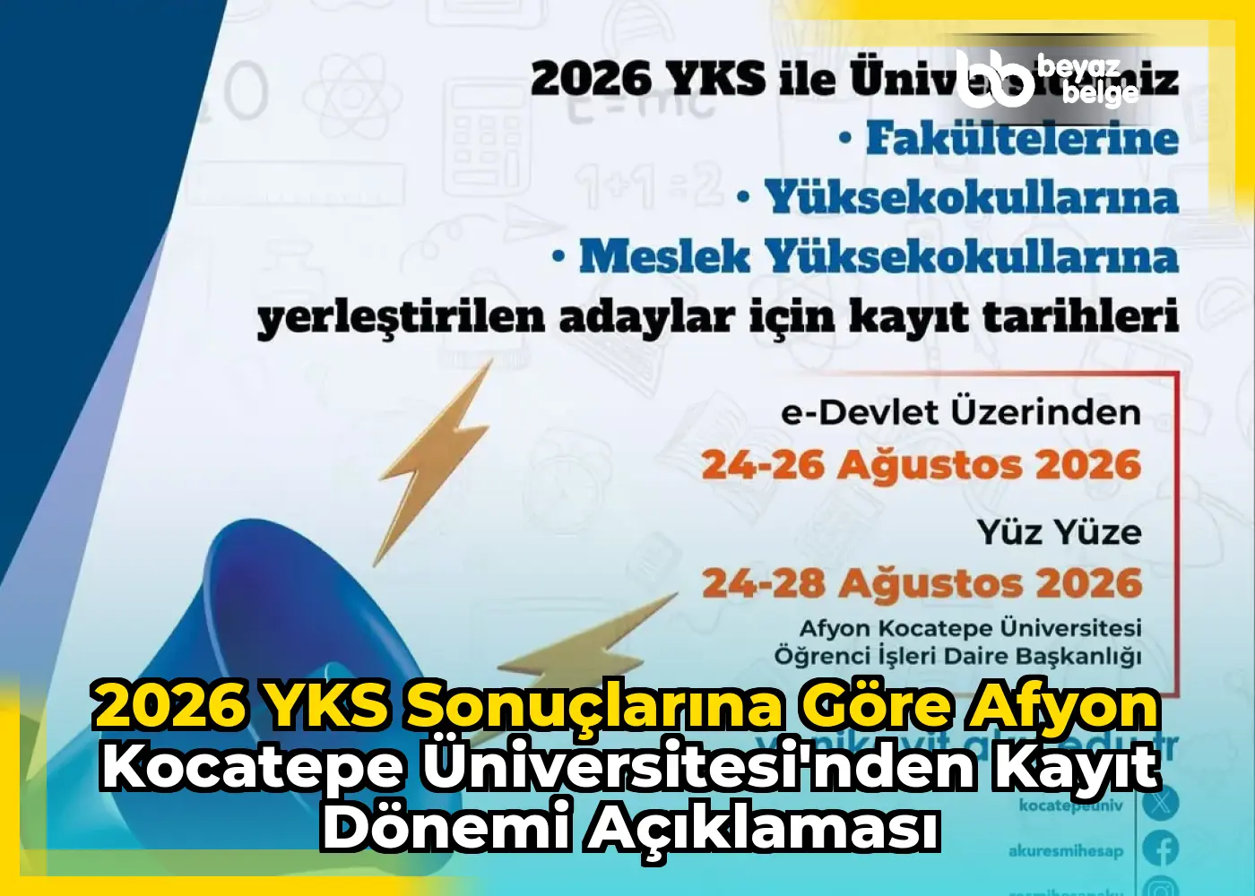 2026 YKS Sonuçlarına Göre Afyon Kocatepe Üniversitesi'nden Kayıt Dönemi Açıklaması
