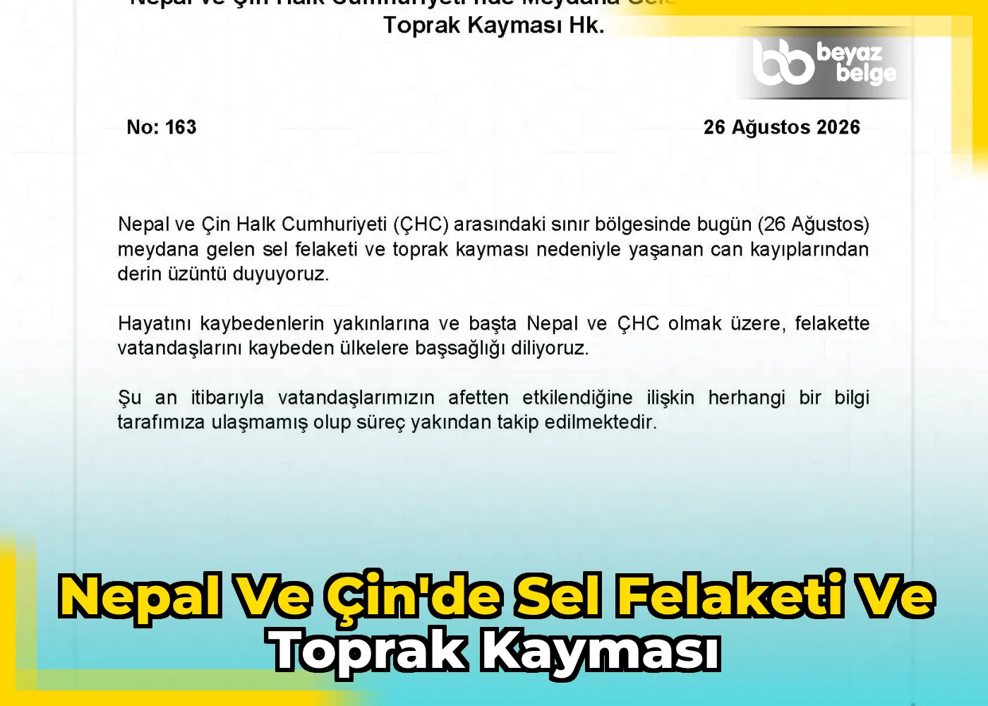 Nepal ve Çin'de Sel Felaketi ve Toprak Kayması