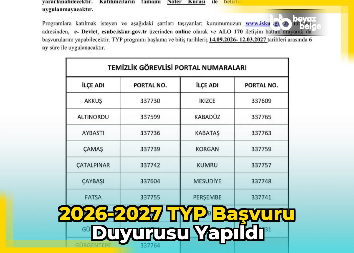 2026-2027 TYP Başvuru Duyurusu Yapıldı