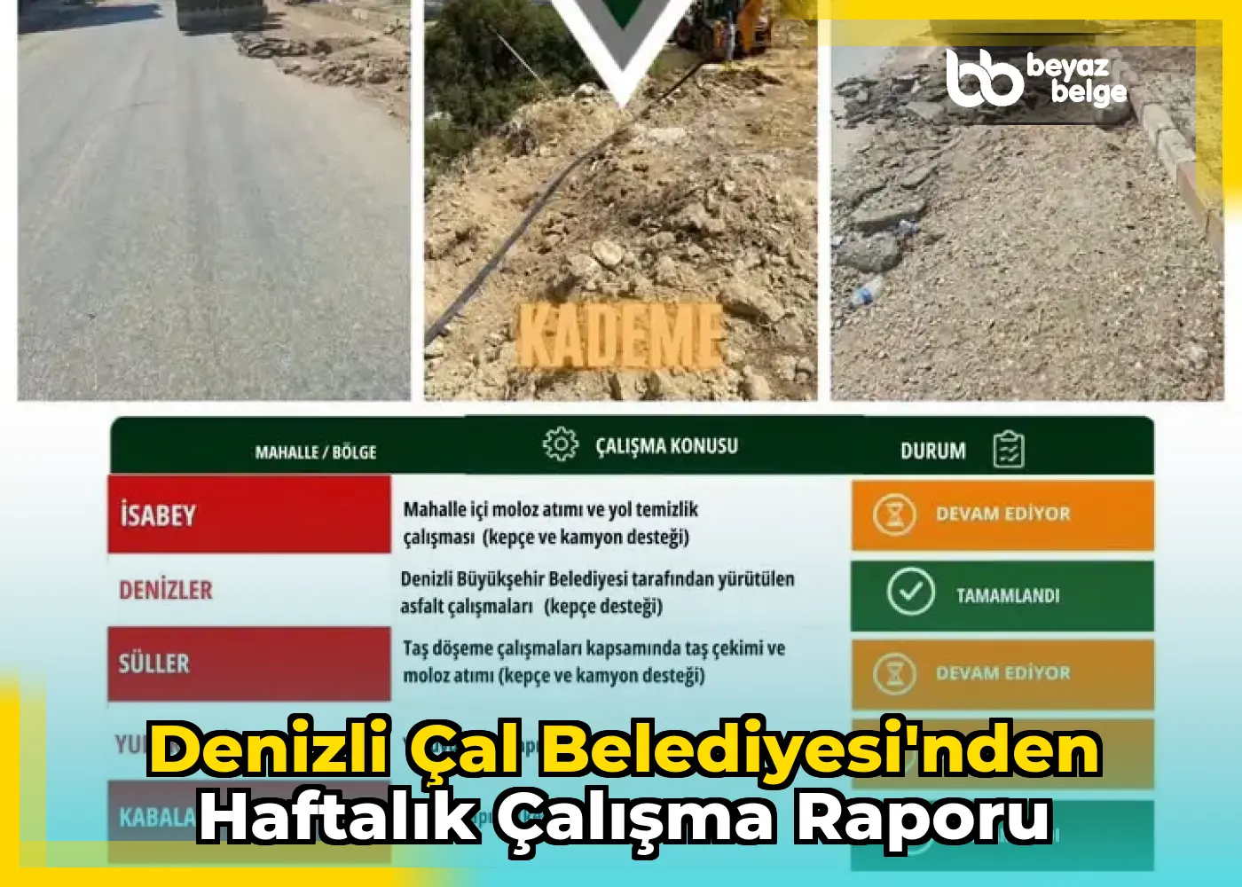 Denizli Çal Belediyesi'nden haftalık çalışma raporu