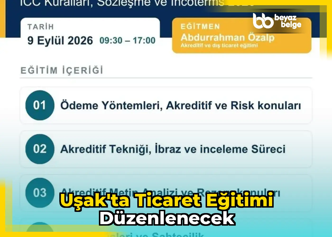 Uşak'ta Ticaret Eğitimi Düzenlenecek