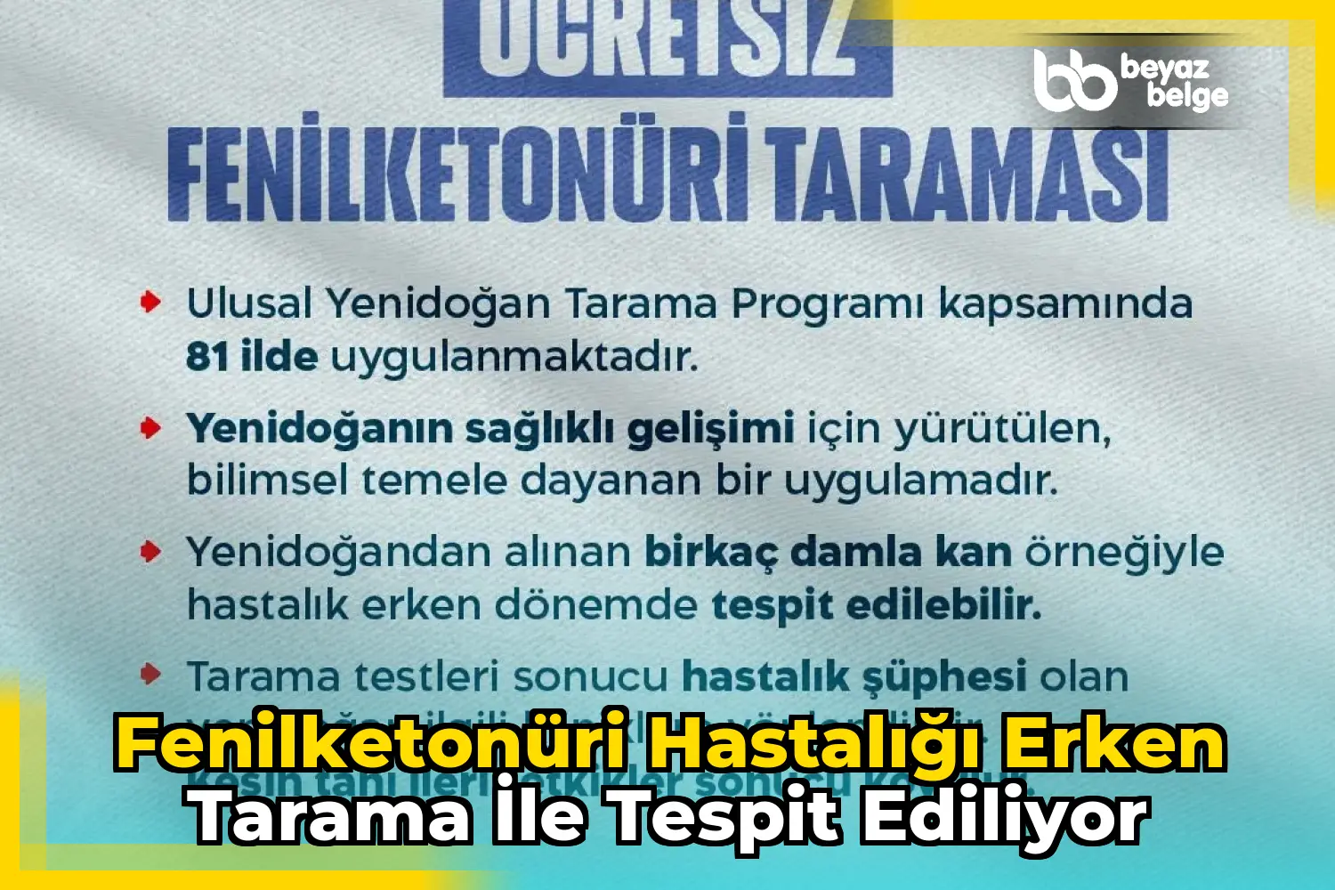 Fenilketonüri hastalığı erken tarama ile tespit ediliyor