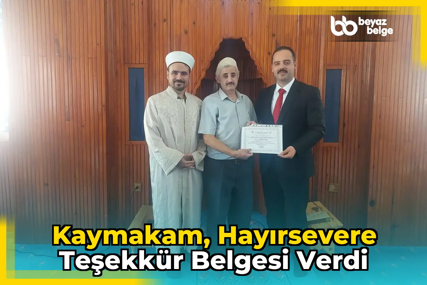 Kaymakam, Hayırsevere Teşekkür Belgesi Verdi