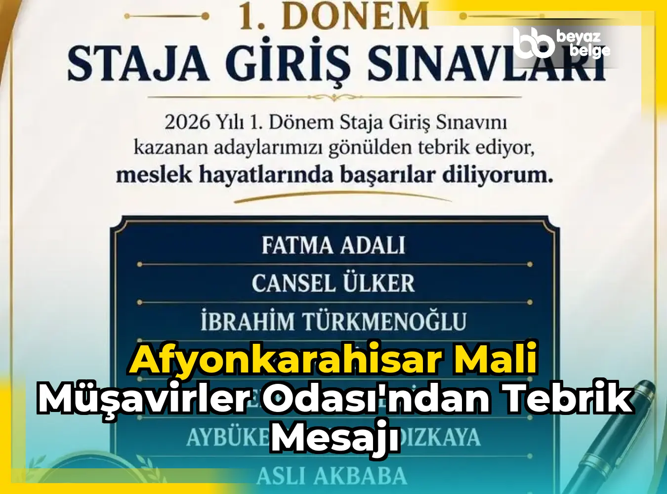 Afyonkarahisar Mali Müşavirler Odası'ndan Tebrik Mesajı