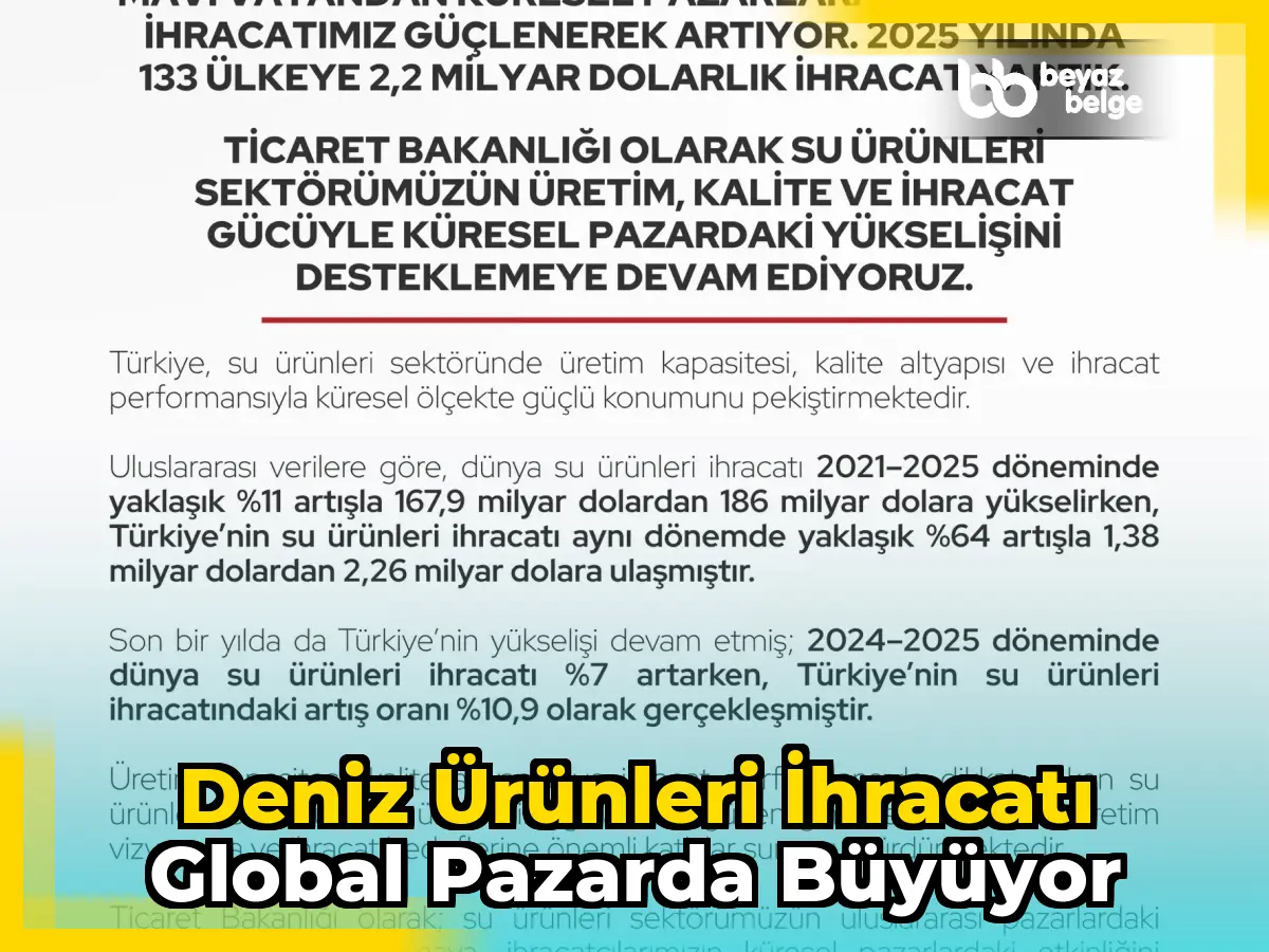 Deniz ürünleri ihracatı global pazarda büyüyor
