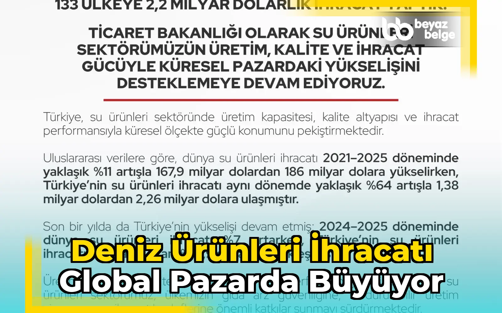 Deniz ürünleri ihracatı global pazarda büyüyor