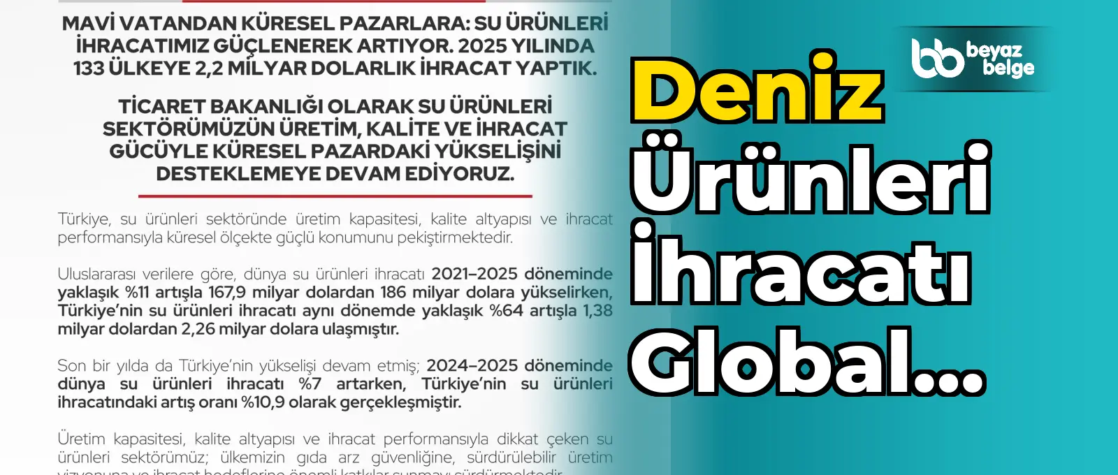 Deniz ürünleri ihracatı global pazarda büyüyor