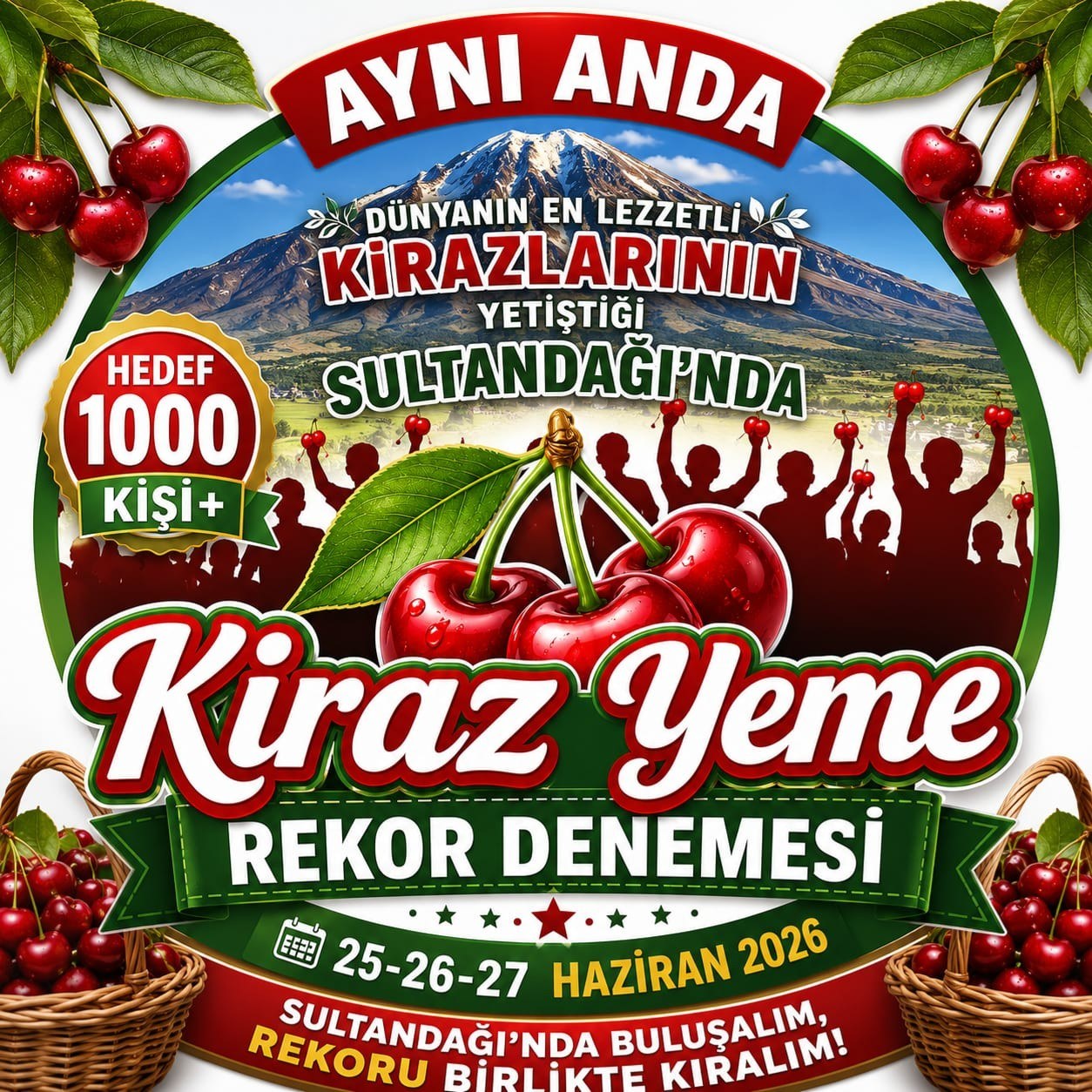 Sultandağı'nda Kiraz Yeme Rekor Denemesi Yapılacak
