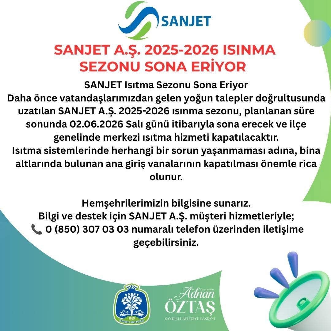SANJET Isıtma Sezonu Haziran'da Sona Eriyor