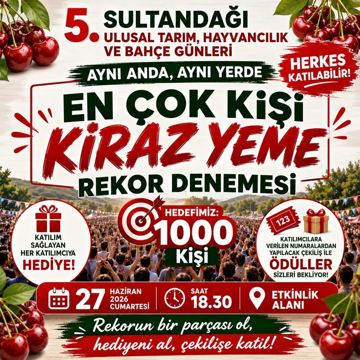 Sultandağı'nda Kiraz Yeme Rekoru Denenecek